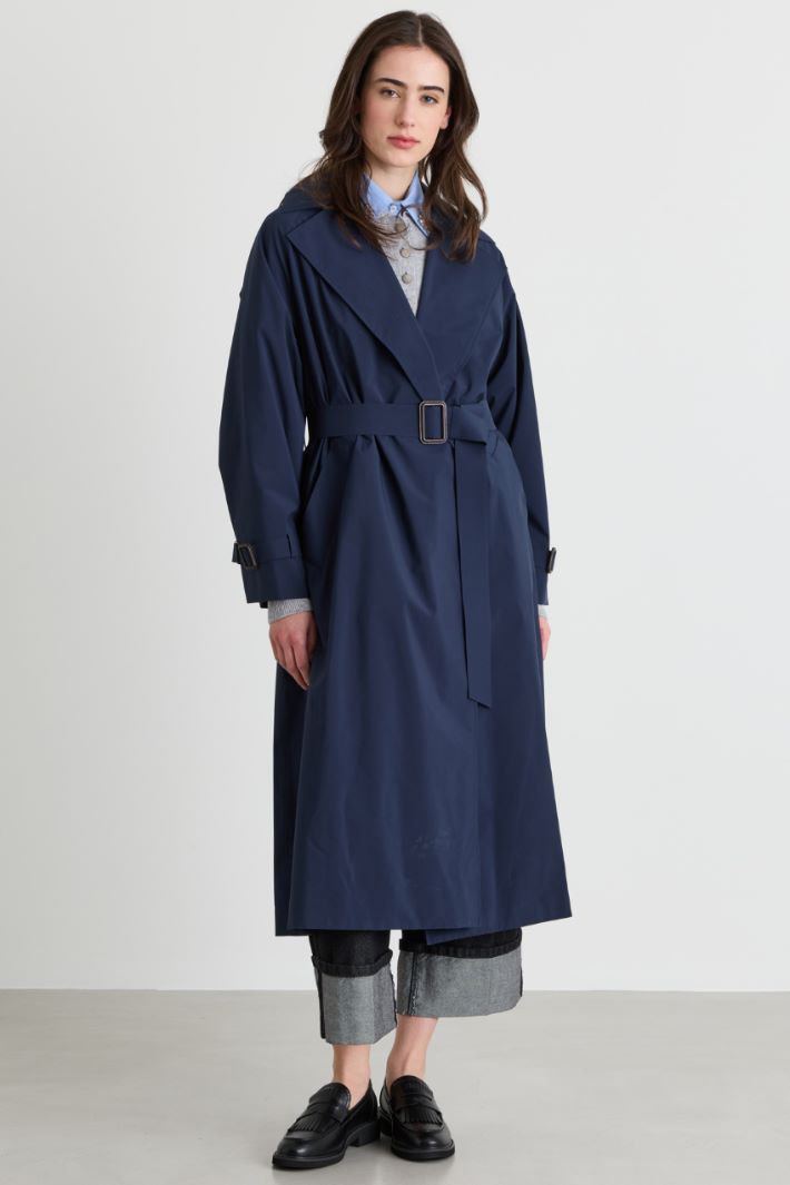 Water-Repellent Canvas Trench Coat - BLUE - Intrend - 2