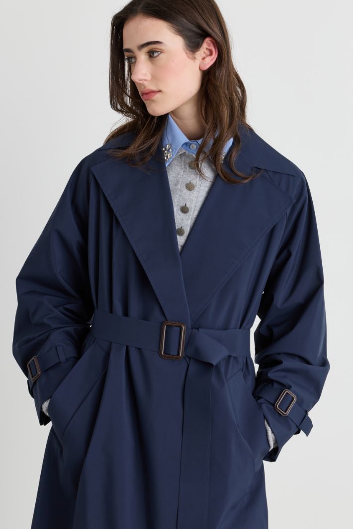 Water-Repellent Canvas Trench Coat - BLUE - Intrend - 3