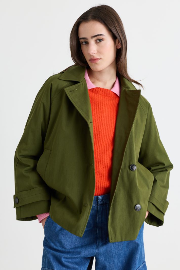Water-repellent gabardine jacket - GREEN - Intrend - 2