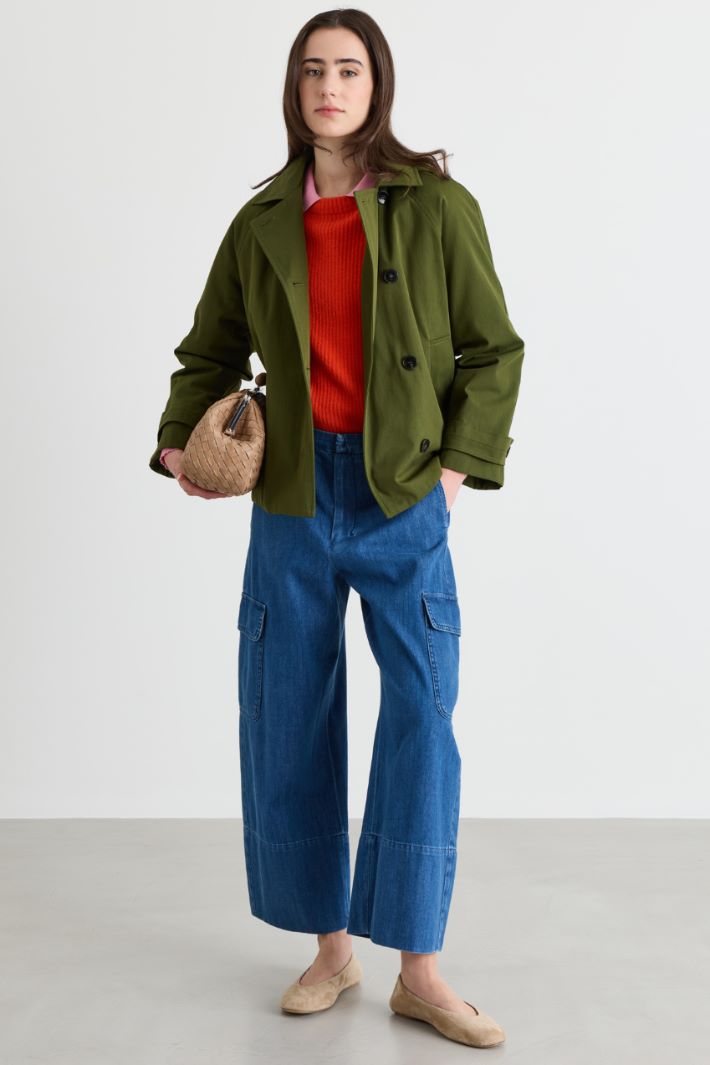 Water-repellent gabardine jacket - GREEN - Intrend