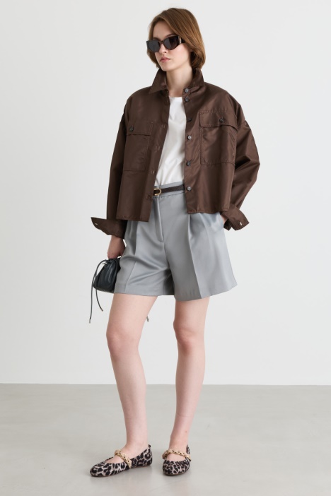 Crop-Hemdbluse aus wasserabweisendem Twill - Intrend