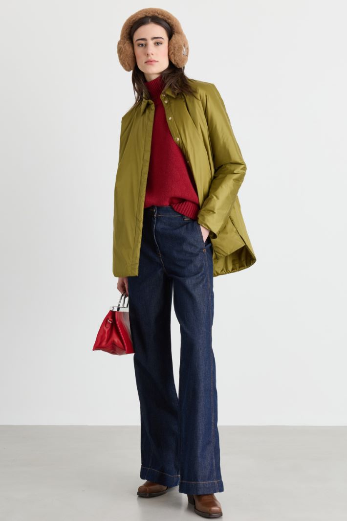 Technical Fabric Shirt Jacket - GREEN - Intrend