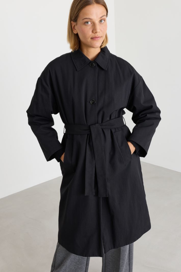 Impermeabile in gabardina antigoccia - NERO - Intrend - 2