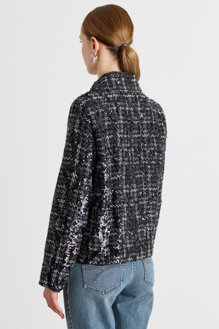 Sequinned basketweave jacket - BLACK - Intrend - 4
