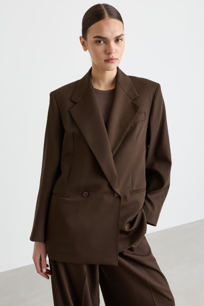 Double-breasted levantine blazer - BROWN - Intrend - 2