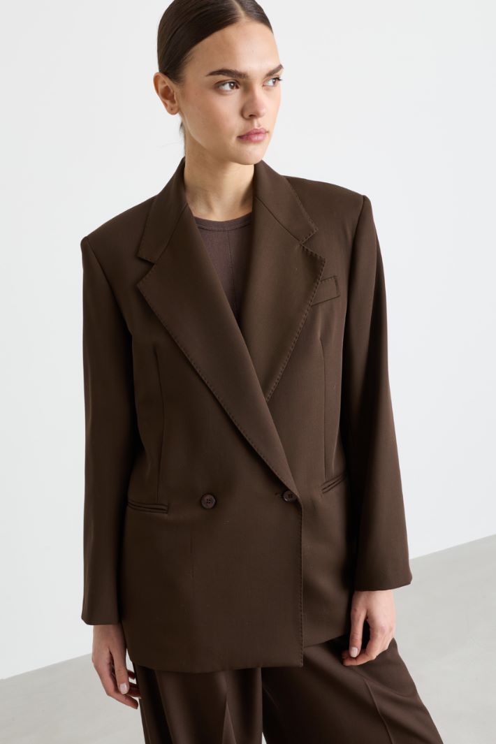 Double-breasted levantine blazer - BROWN - Intrend - 3