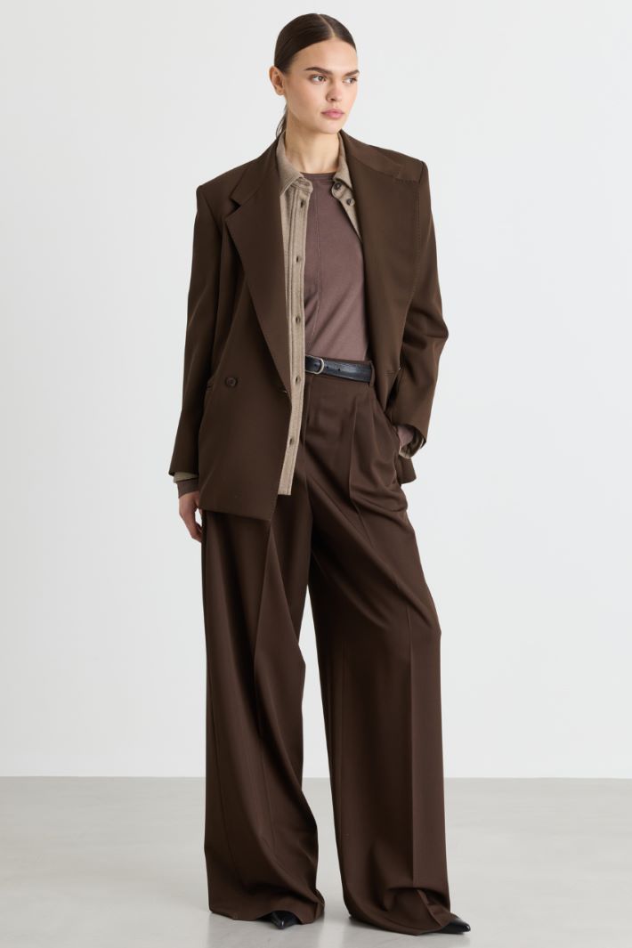 Double-breasted levantine blazer - BROWN - Intrend