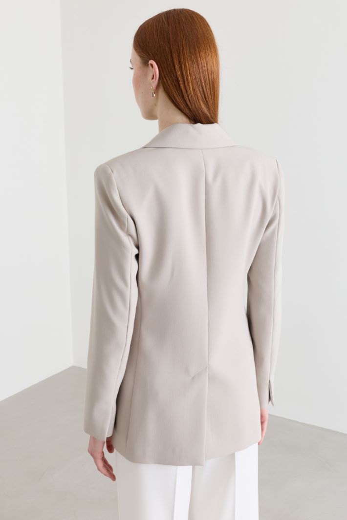 Single-Button Double-Breasted Blazer - GREY - Intrend - 4