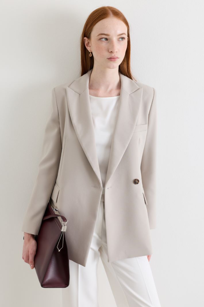 Single-Button Double-Breasted Blazer - GREY - Intrend - 2