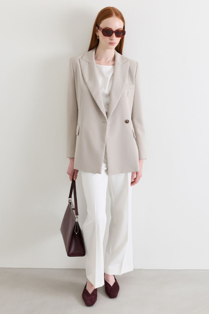 Single-Button Double-Breasted Blazer - GREY - Intrend