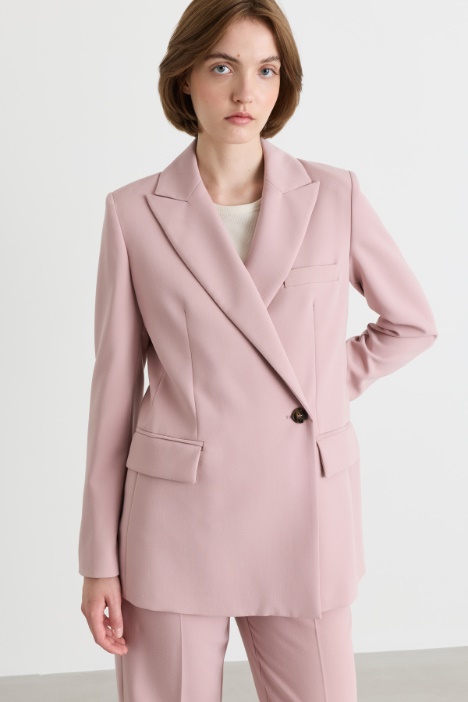 Single-Button Double-Breasted Blazer - Intrend