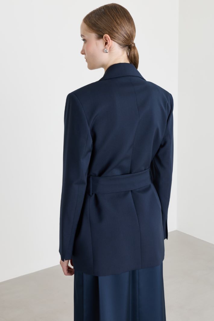 Belted Blazer - BLUE - Intrend - 4