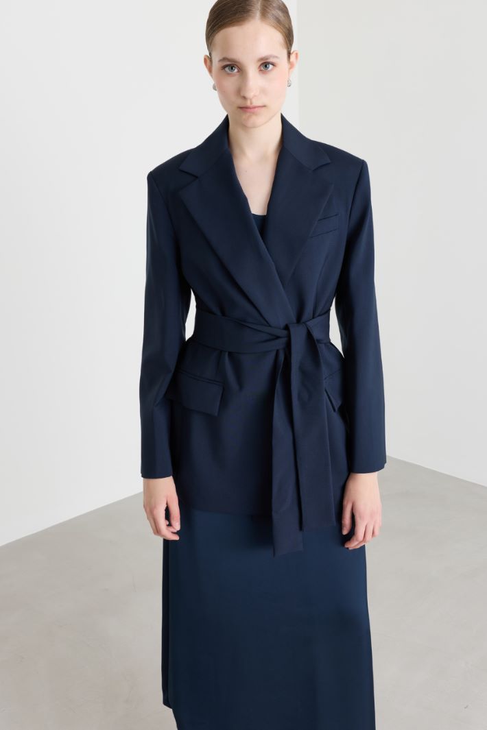 Belted Blazer - BLUE - Intrend - 2