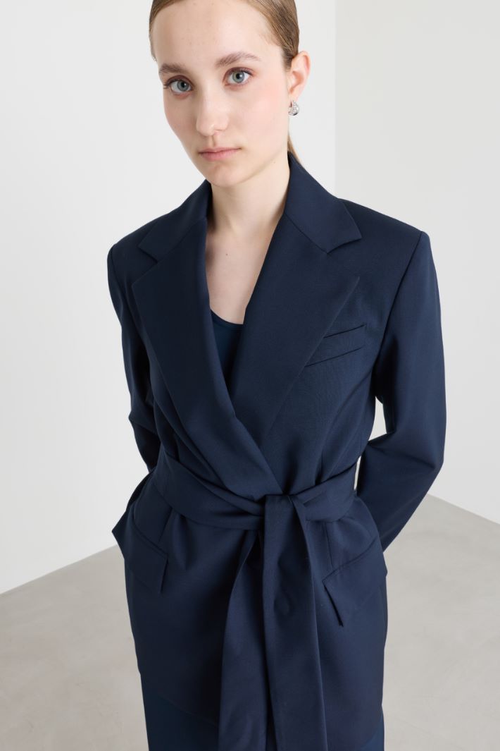 Belted Blazer - BLUE - Intrend - 3