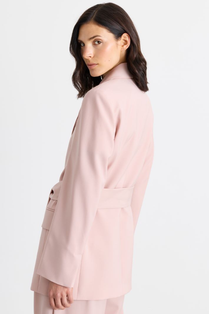 Belted Blazer - PINK - Intrend - 4
