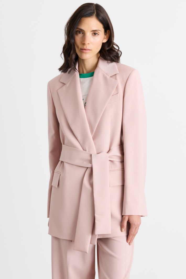 Belted Blazer - PINK - Intrend - 2