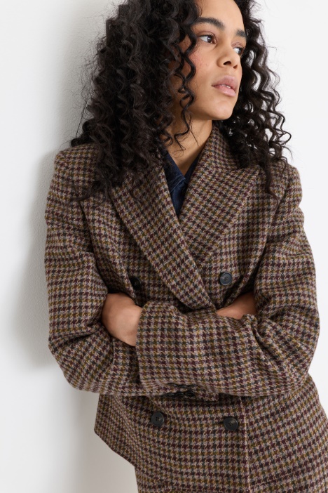 Blazer doppiopetto in pura lana pied de poule
