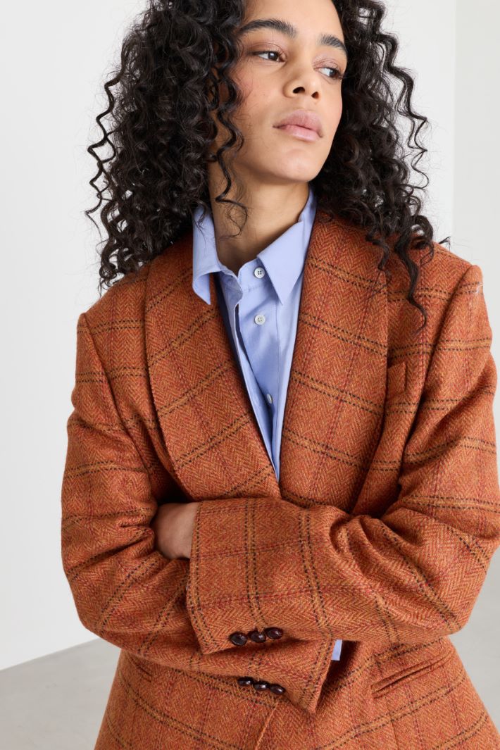 Shawl Collar Blazer - ORANGE - Intrend - 3