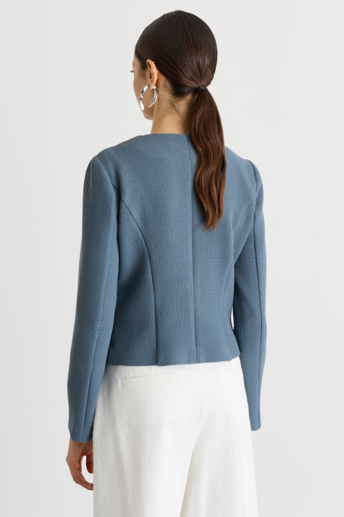 Slim-fit cropped jacket - LIGHT BLUE - Intrend - 4