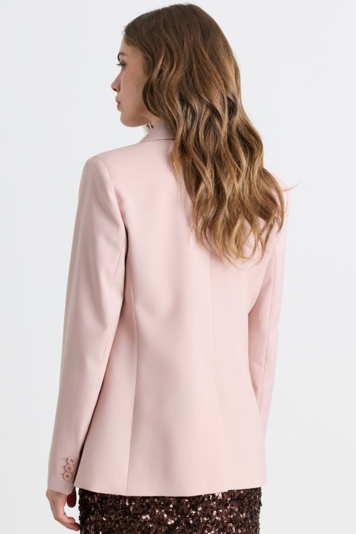 Single-breasted canvas blazer - PINK - Intrend - 4