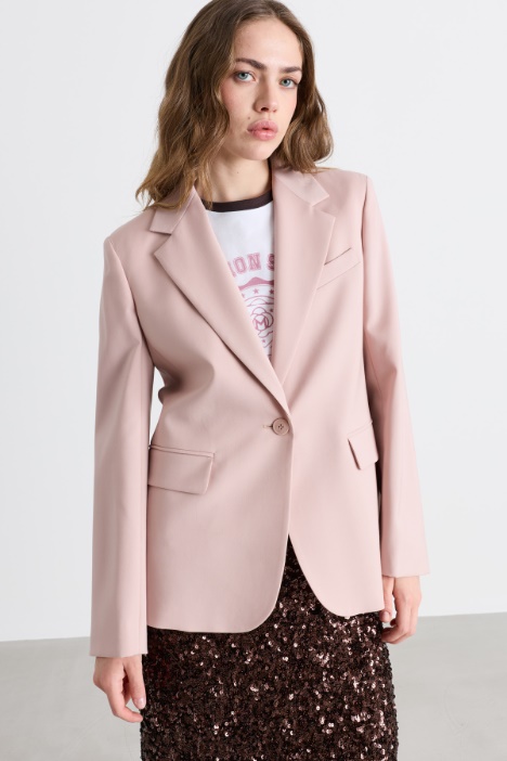 Single-breasted canvas blazer - Intrend