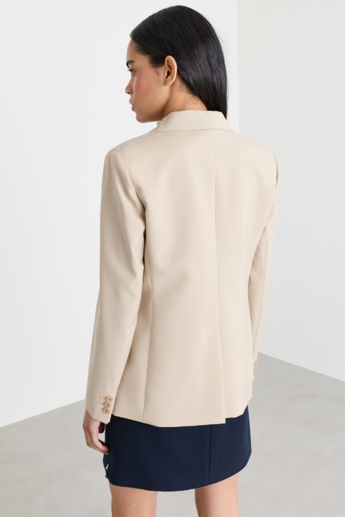 Single-breasted canvas blazer - CAMEL - Intrend - 4