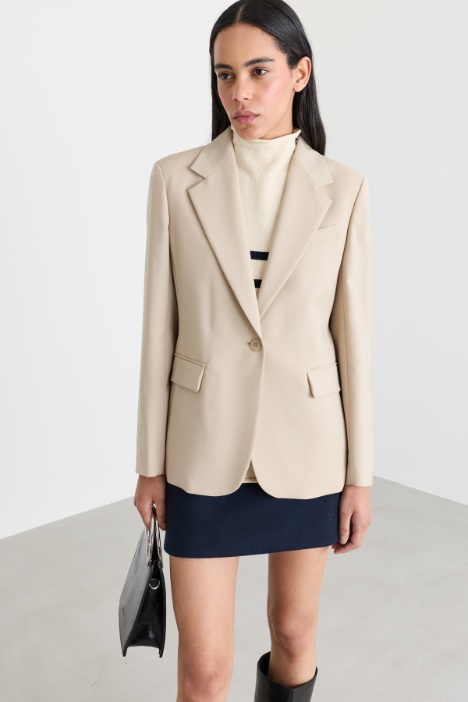 Single-breasted canvas blazer - Intrend