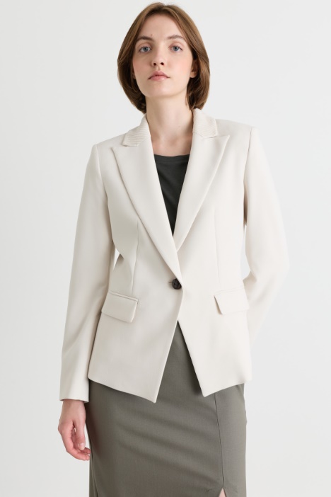 Corduroy-Trim Blazer - Intrend