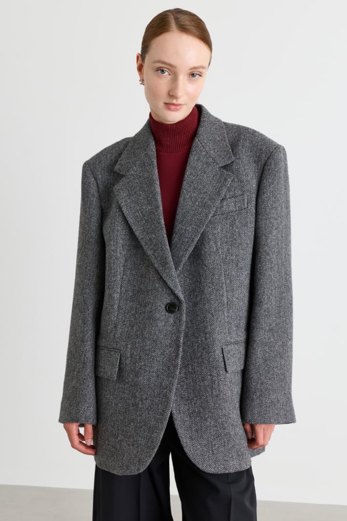 Blazer oversize con spacco - GRIGIO - Intrend - 2
