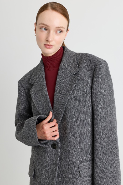 Blazer oversize in lana con spacco