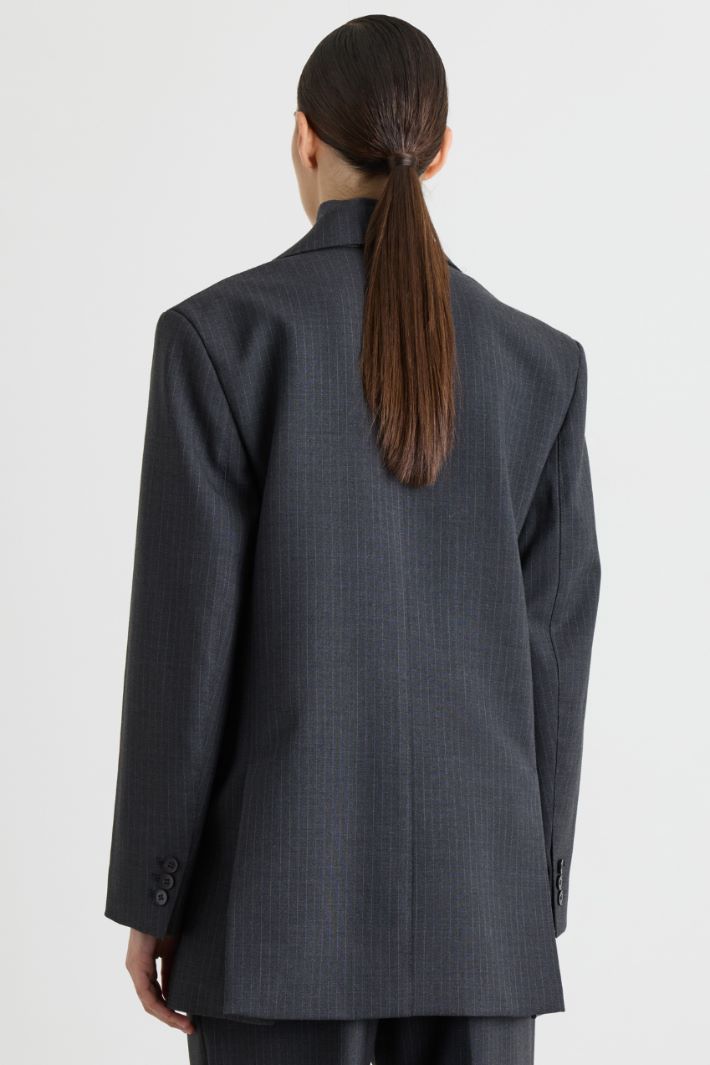 Pinstripe canvas blazer - GREY - Intrend - 4