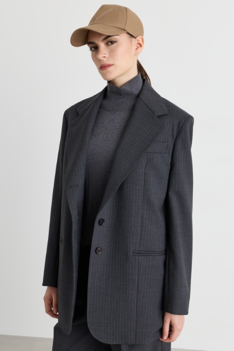 Pinstripe canvas blazer - Intrend