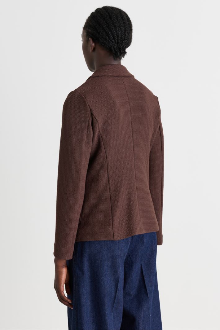 Basketweave blazer - BROWN - Intrend - 4