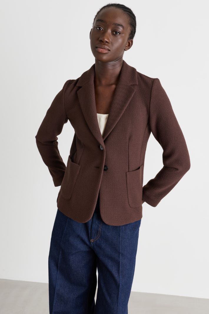 Basketweave blazer - BROWN - Intrend - 2