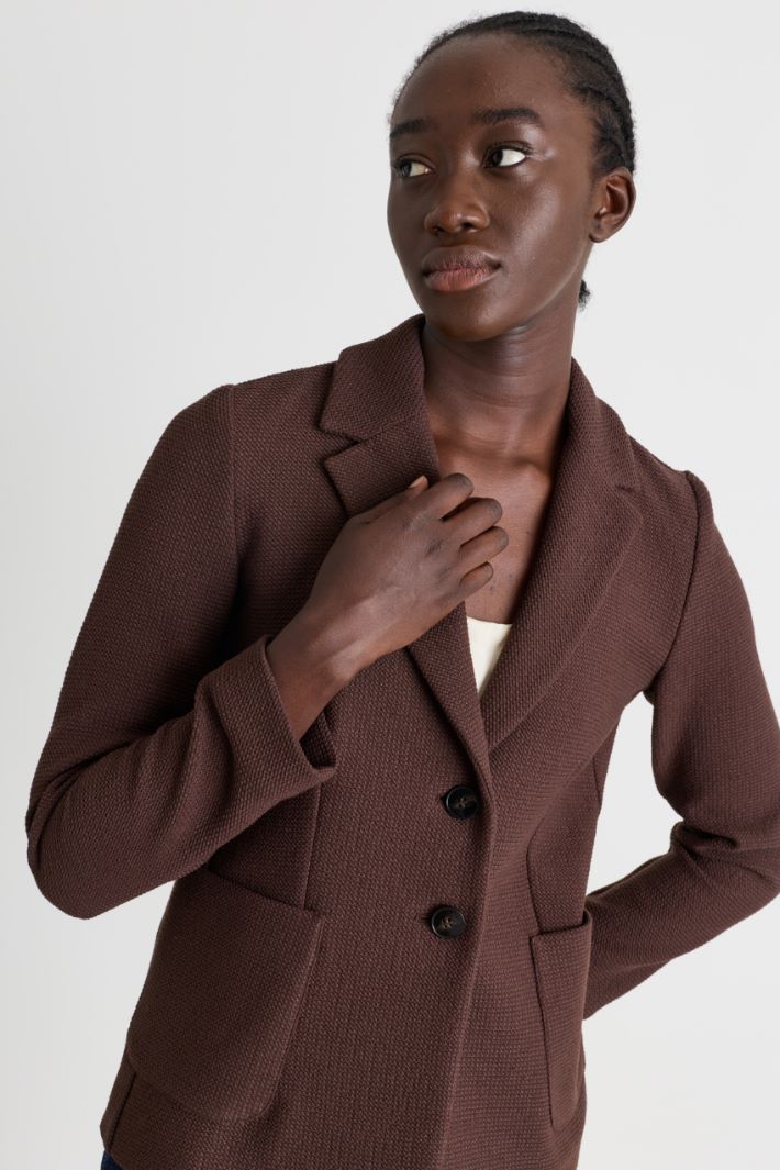 Basketweave blazer - BROWN - Intrend - 3