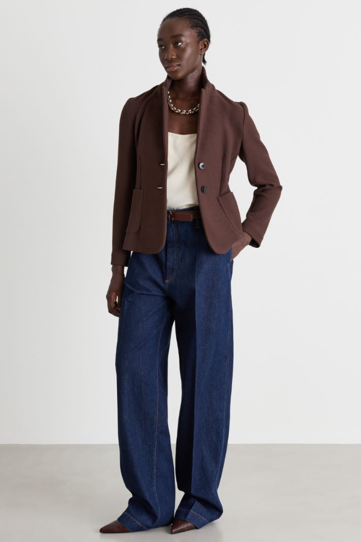 Basketweave blazer - BROWN - Intrend