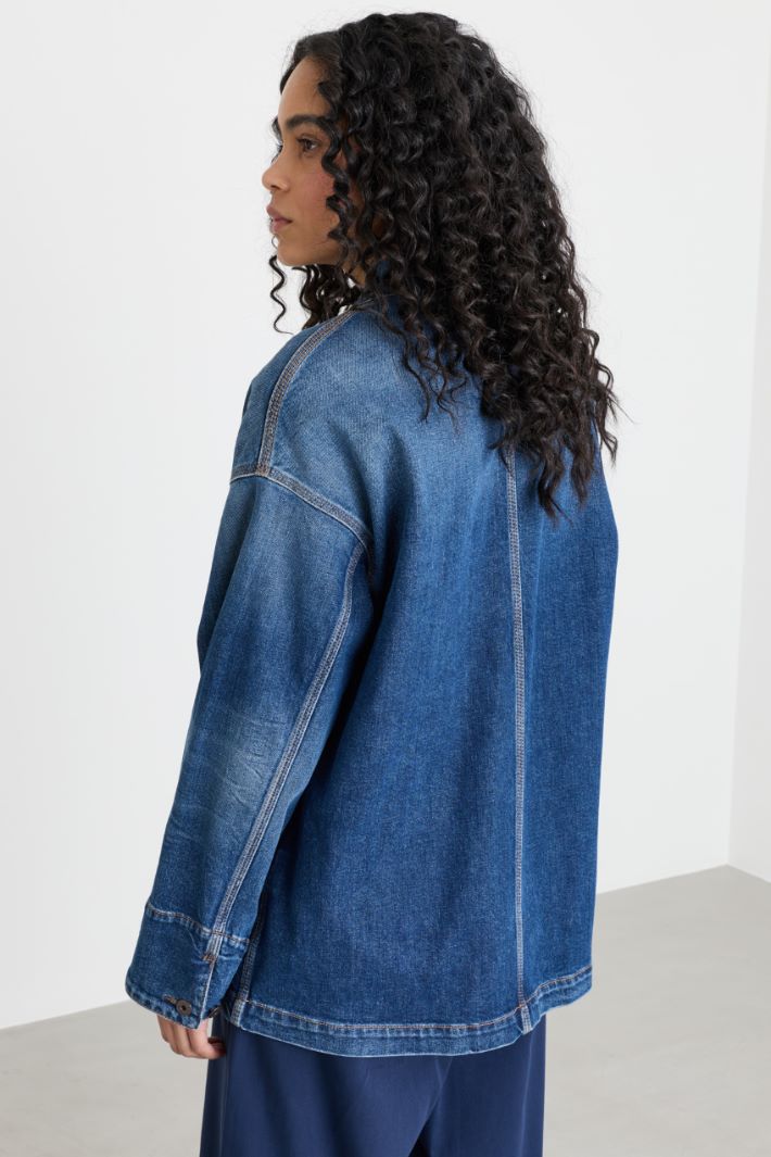 Multi-pocket denim jacket - BLUE - Intrend - 4