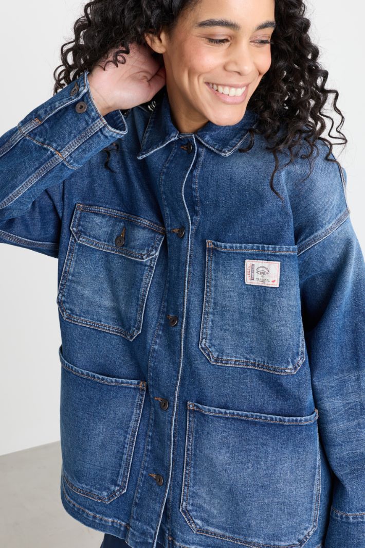 Multi-pocket denim jacket - BLUE - Intrend - 3