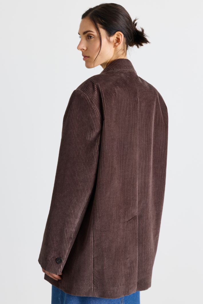 Relaxed-fit velvet blazer - BROWN - Intrend - 4