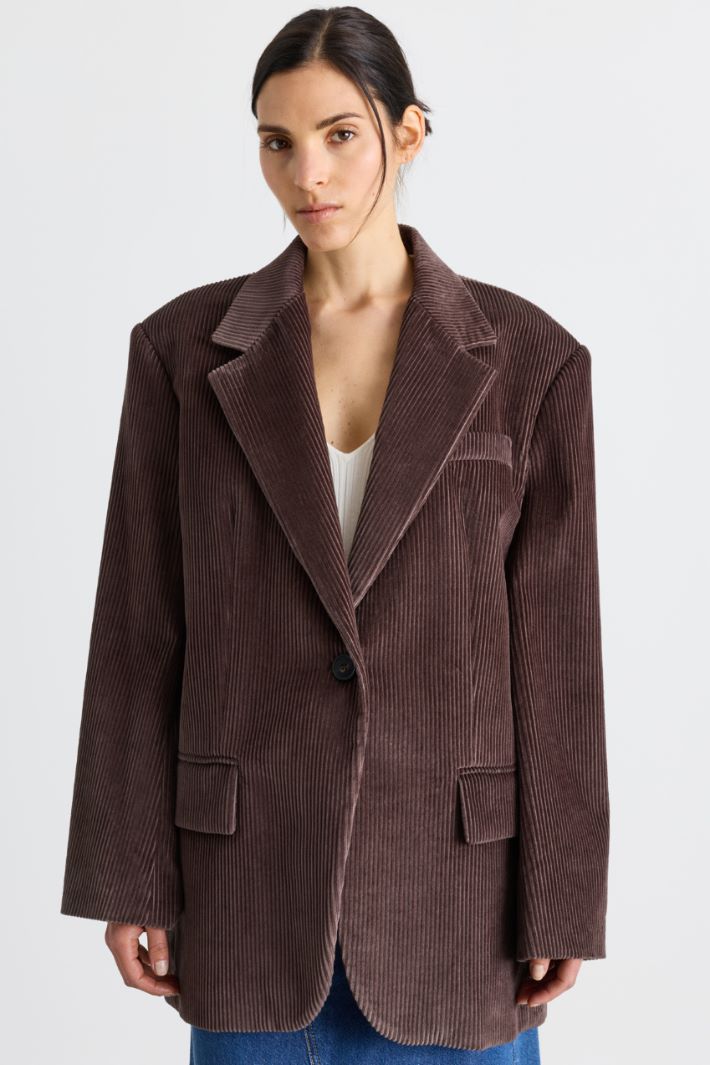 Relaxed-fit velvet blazer - BROWN - Intrend - 2