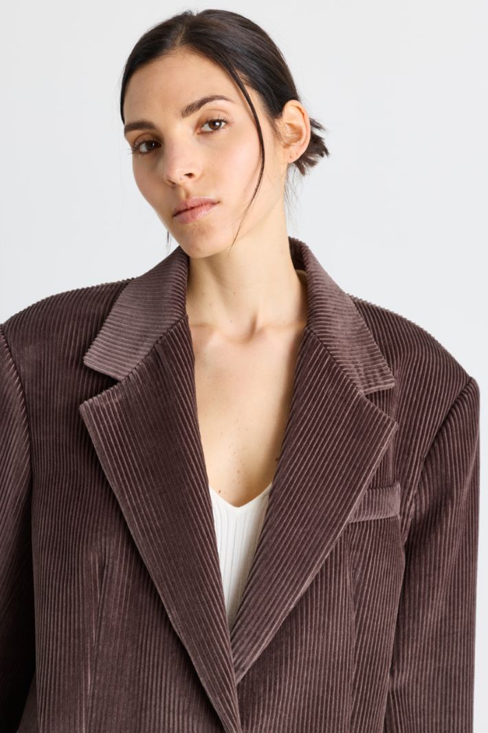 Relaxed-fit velvet blazer - BROWN - Intrend - 3