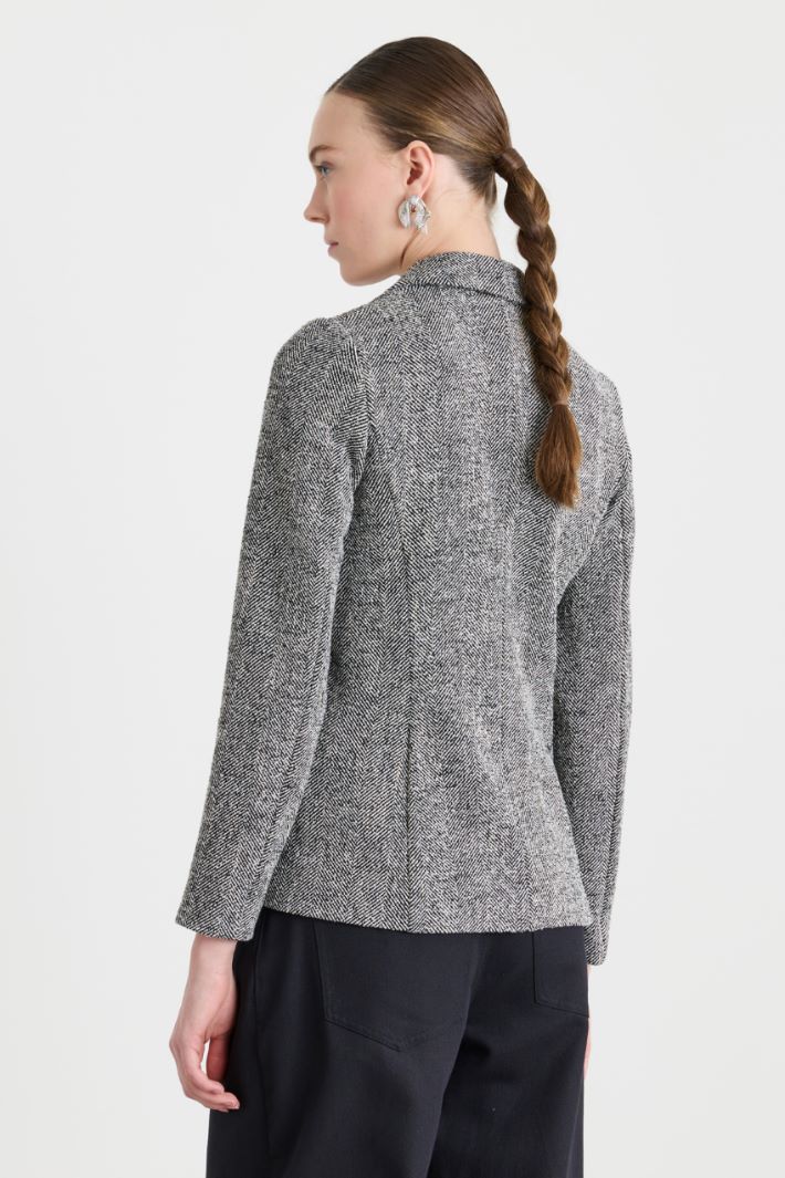 Basketweave jacket - BLACK WHITE - Intrend - 4