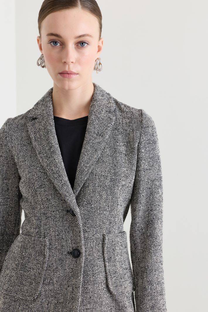Basketweave jacket - BLACK WHITE - Intrend - 3