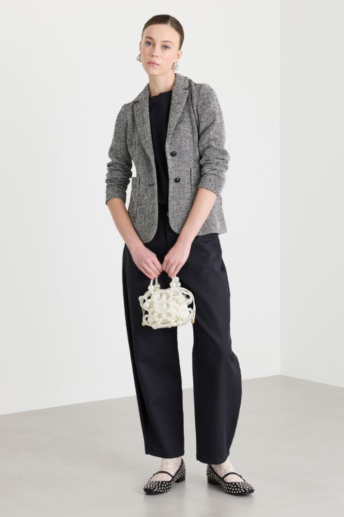 Basketweave jacket - BLACK WHITE - Intrend