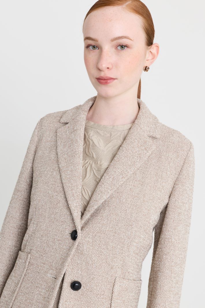 Basketweave jacket - BEIGE - Intrend - 3