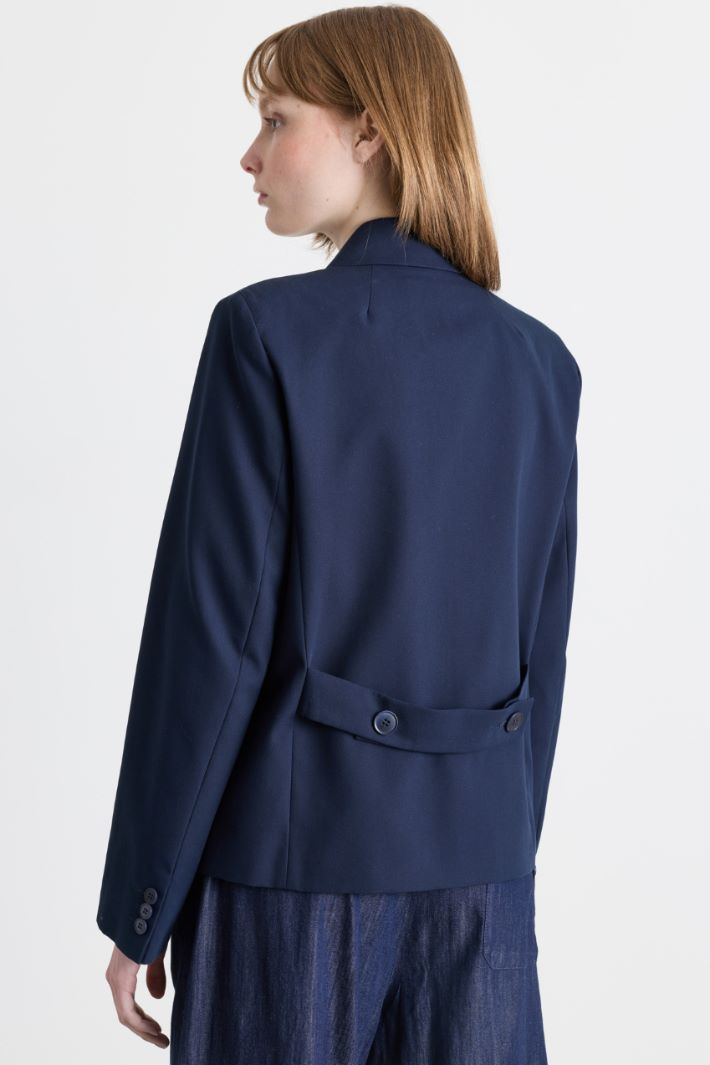 Blazer doppiopetto in gabardina - BLU - Intrend - 4