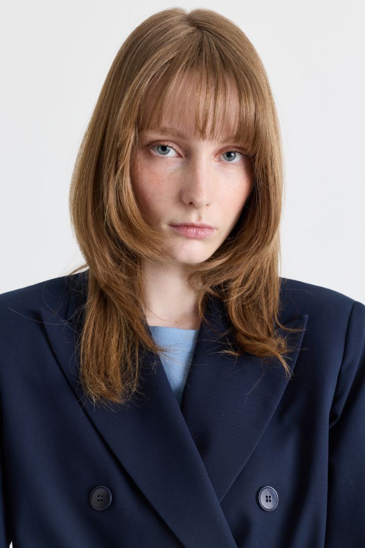 Blazer doppiopetto in gabardina - BLU - Intrend - 3