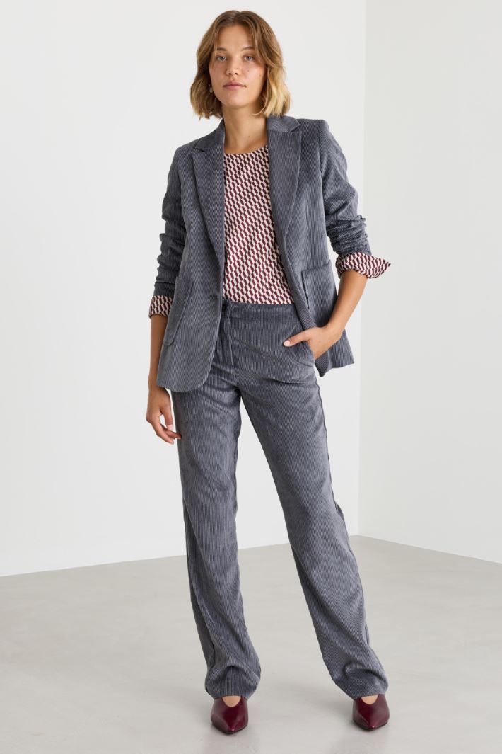 Corduroy blazer - GREY - Intrend