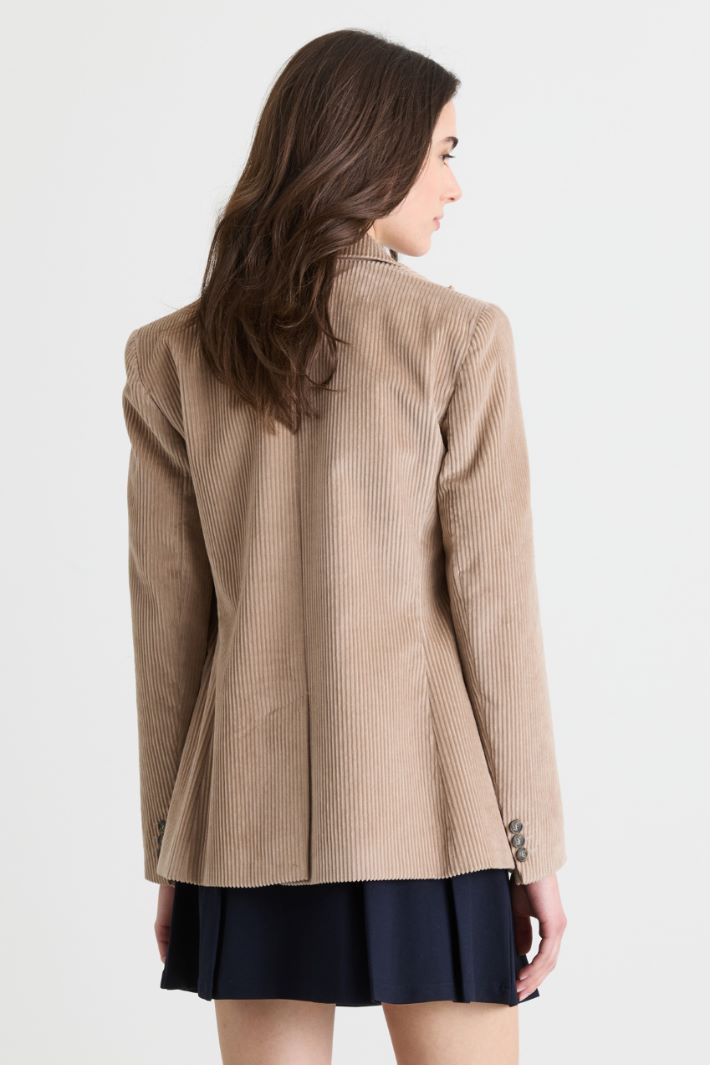 Double-breasted velvet blazer - BEIGE - Intrend - 4