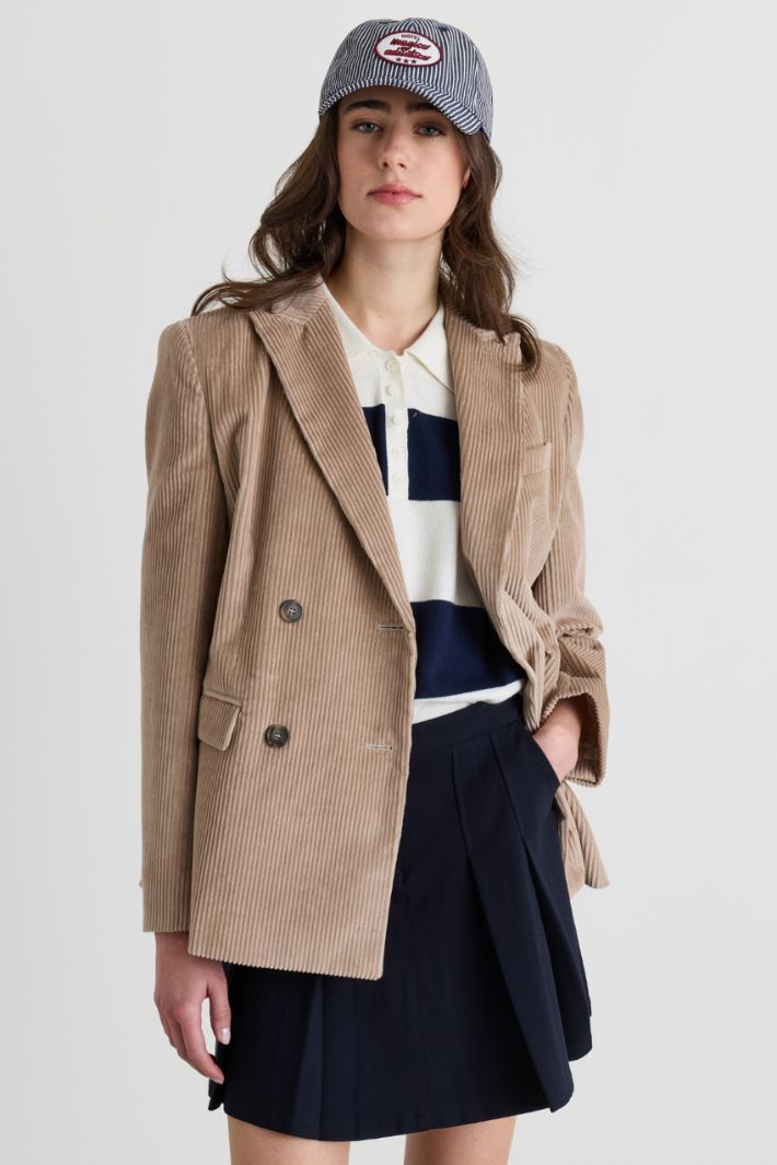 Double-breasted velvet blazer - BEIGE - Intrend - 2